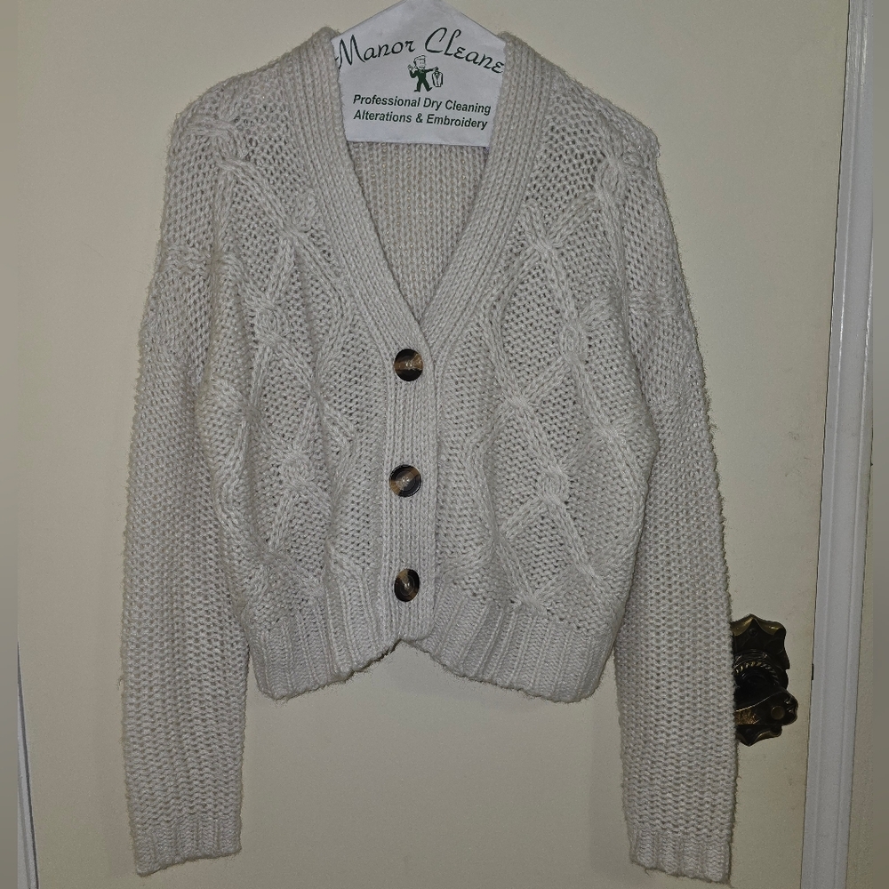 NWOT Francesca's Cream Button-Up Cardigan Size: Small